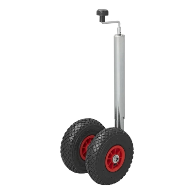 Doppelstützrad 48mm mit 2x Kunststoff-Felge und Luftreifen, 260x85mm