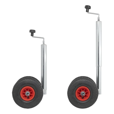 Doppelstützrad 48mm mit 2x Kunststoff-Felge und Luftreifen, 260x85mm