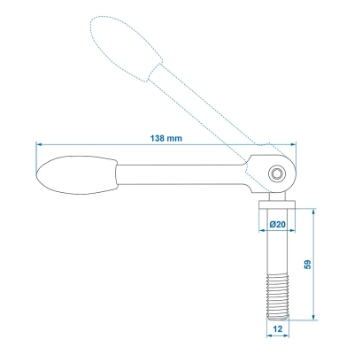 Klappbarer Knebel für Stützradklemme 48mm