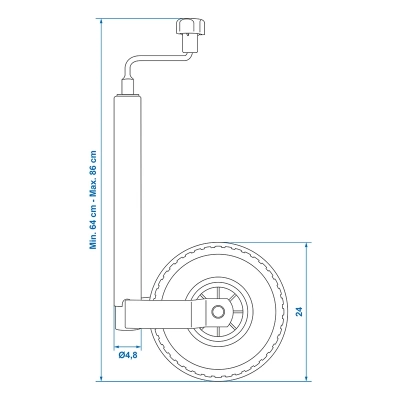 Stützrad 48mm mit Kunststoff-Felge und Luftreifen, 260x85mm