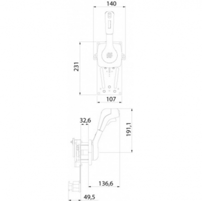 Ultraflex Einhandschaltung B310 mit Trimmschalter Aluminium "Auf Anfrage"