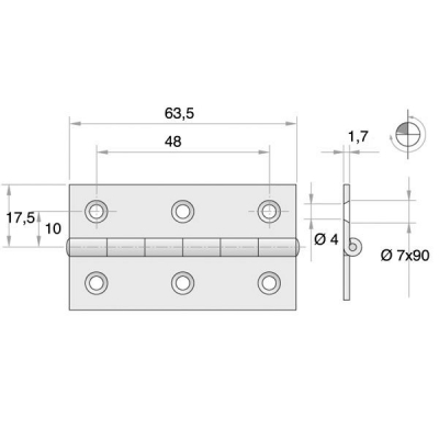 Roca Scharnier 17,5+17,5x63mm