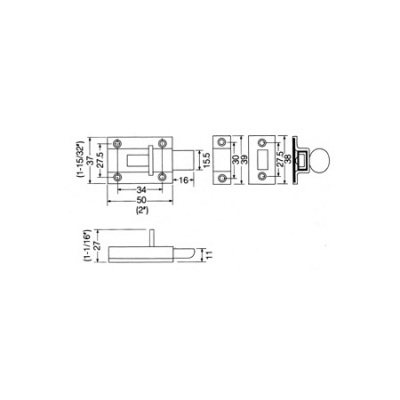 Schubriegel Typ KR-50 aus Edelstahl