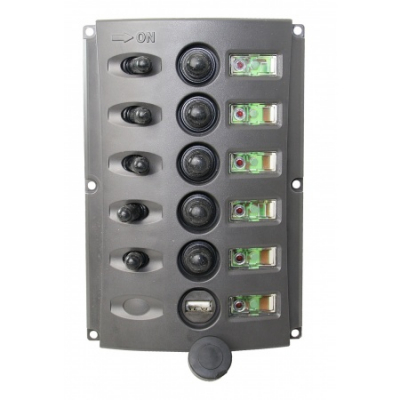 Schalterpaneel 5-fach mit USB Ladeanschluss