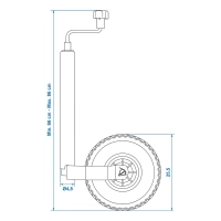 Stützrad 48mm mit Kunststoff-Felge und PU-Reifen, 260x85mm